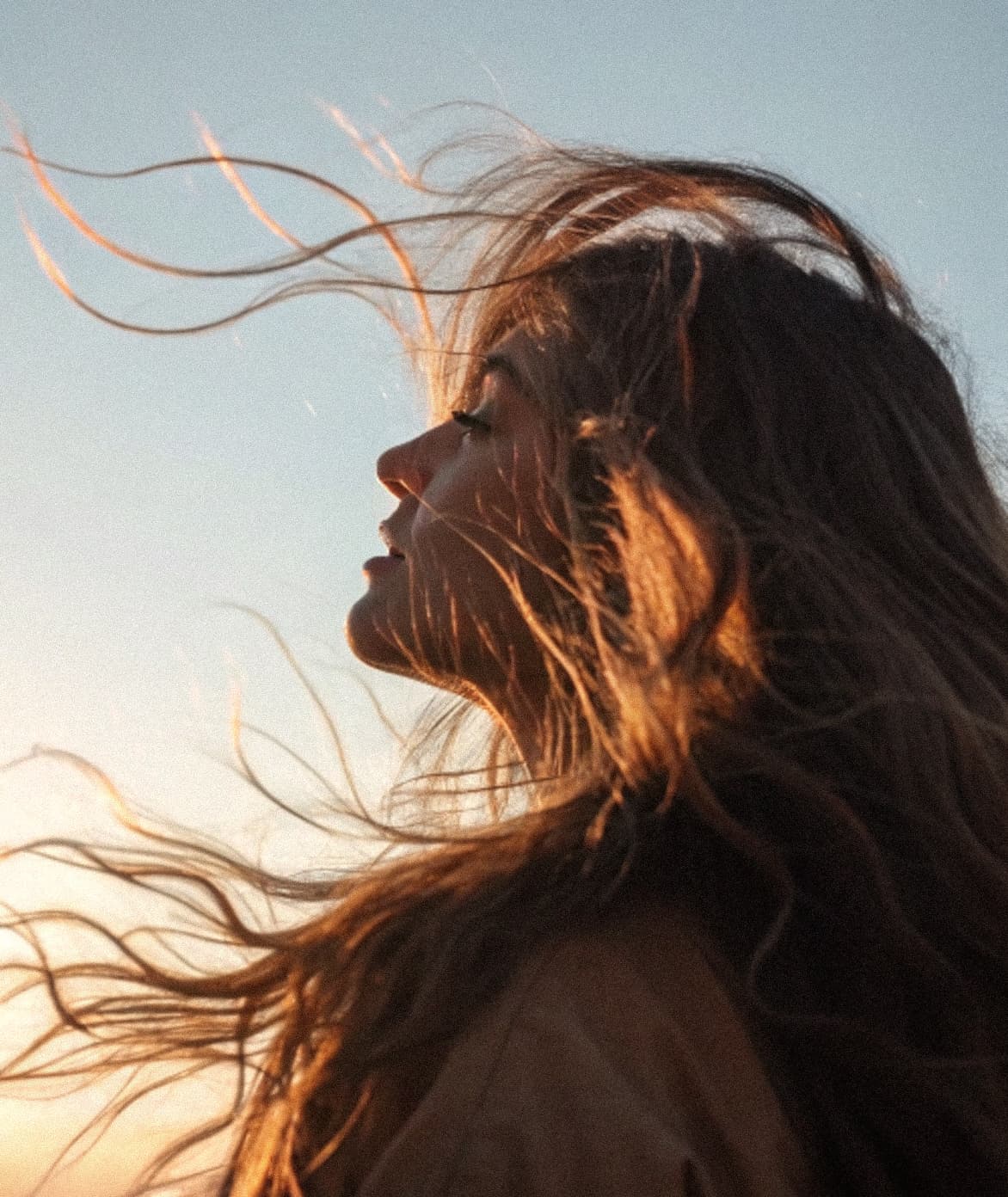 Woman in golden hour light