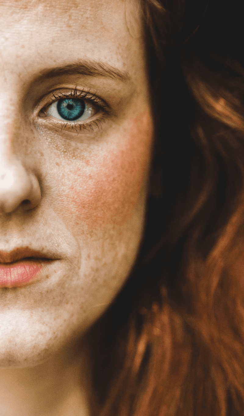 Woman with calm, clear complexion and natural skin