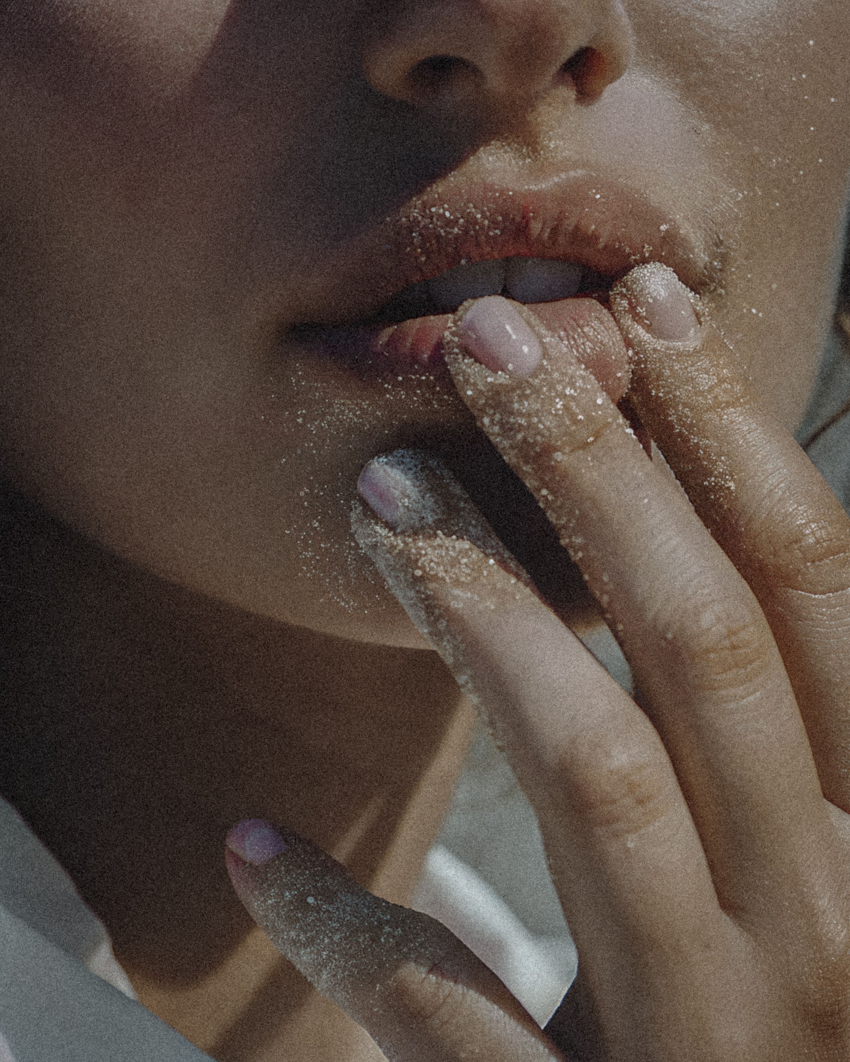 Close-up lips detail reflecting natural beauty and skin texture