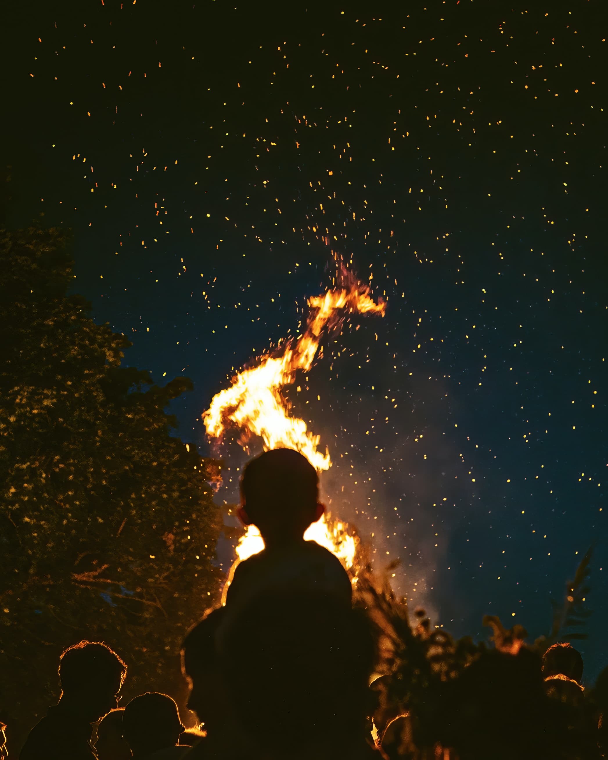 Warm bonfire glow representing healing warmth